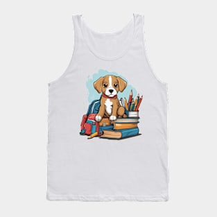 Back to school puppy cute dog first second grade pre-school design Tank Top